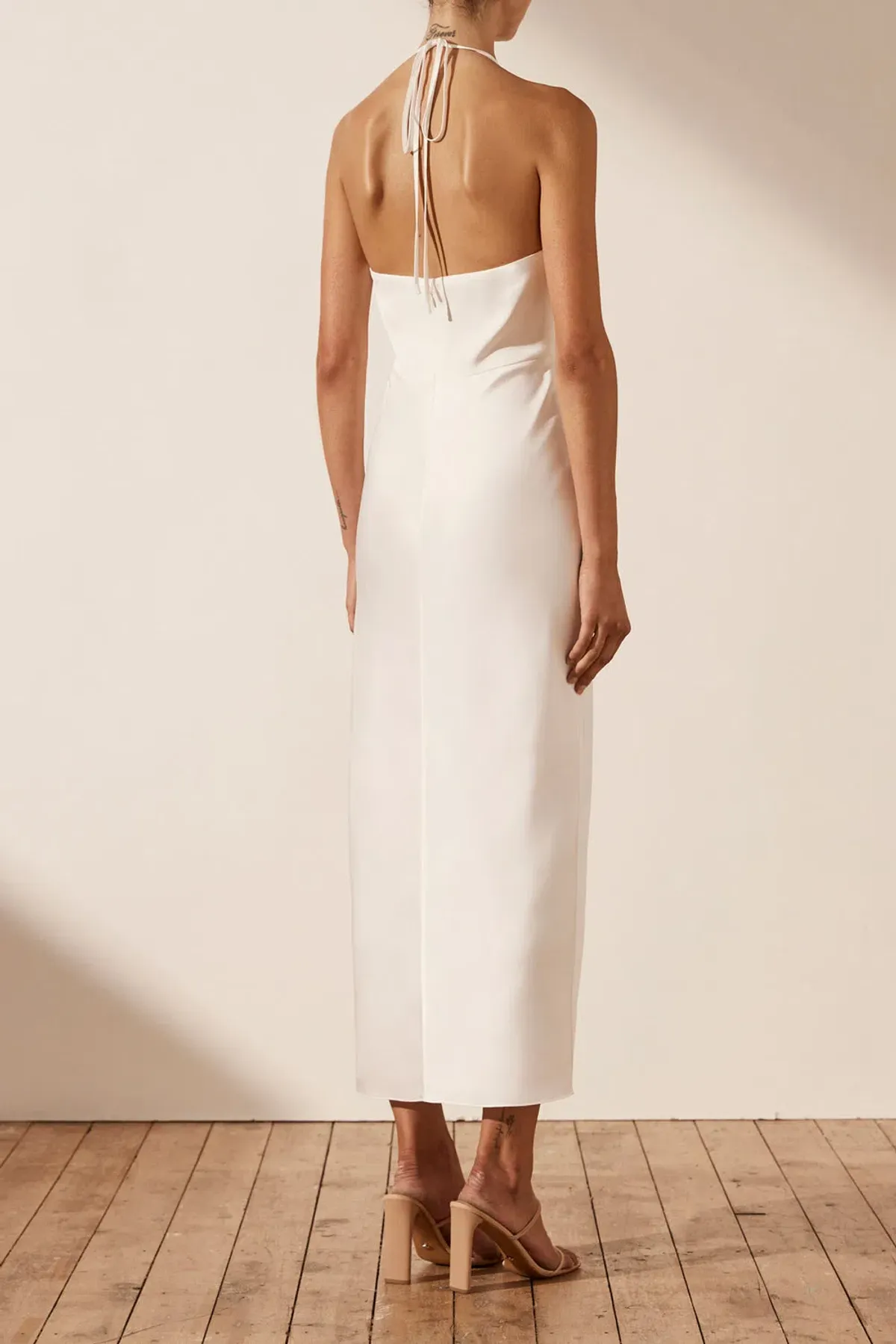 Shona Joy Luxe Twist Front Halter Midi Dress Ivory Size 6 / XS - Image 2