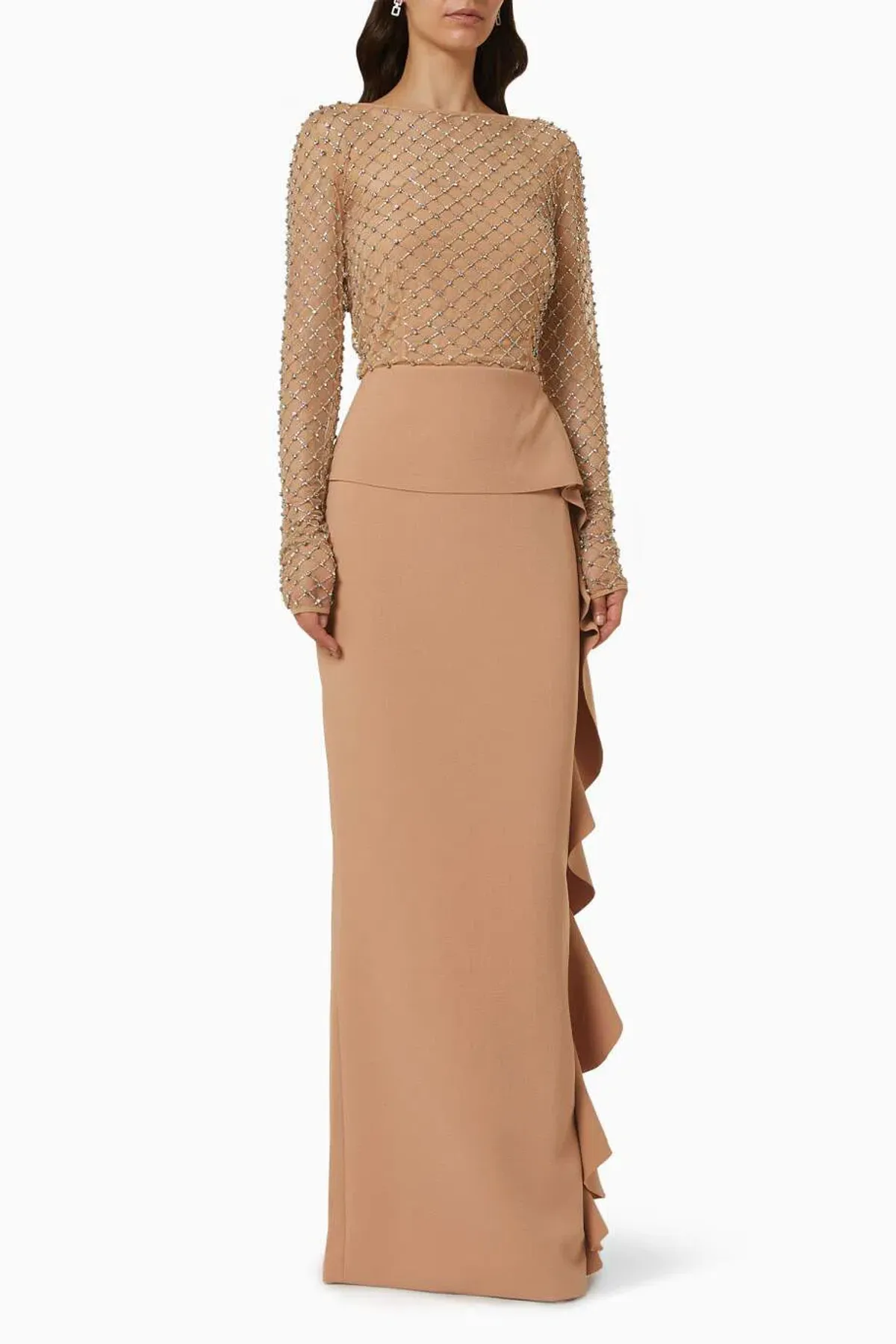 Rachel Gilbert Estelle Ruffle Gown Nude Size AU 18  - Image 4