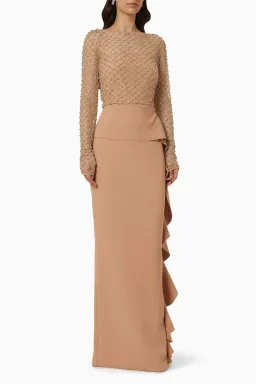 Rachel Gilbert Estelle Ruffle Gown Nude Size AU 18  for rent on The Volte - image 4
