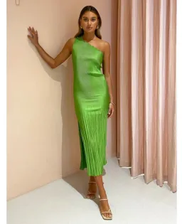 L’idée Soiree One Shoulder Gown in Green Size 12  for rent on The Volte - image 1