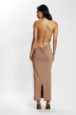 Meshki Sabine Backless Maxi Dress Latte Size S / Au 8 for rent on The Volte - image 3