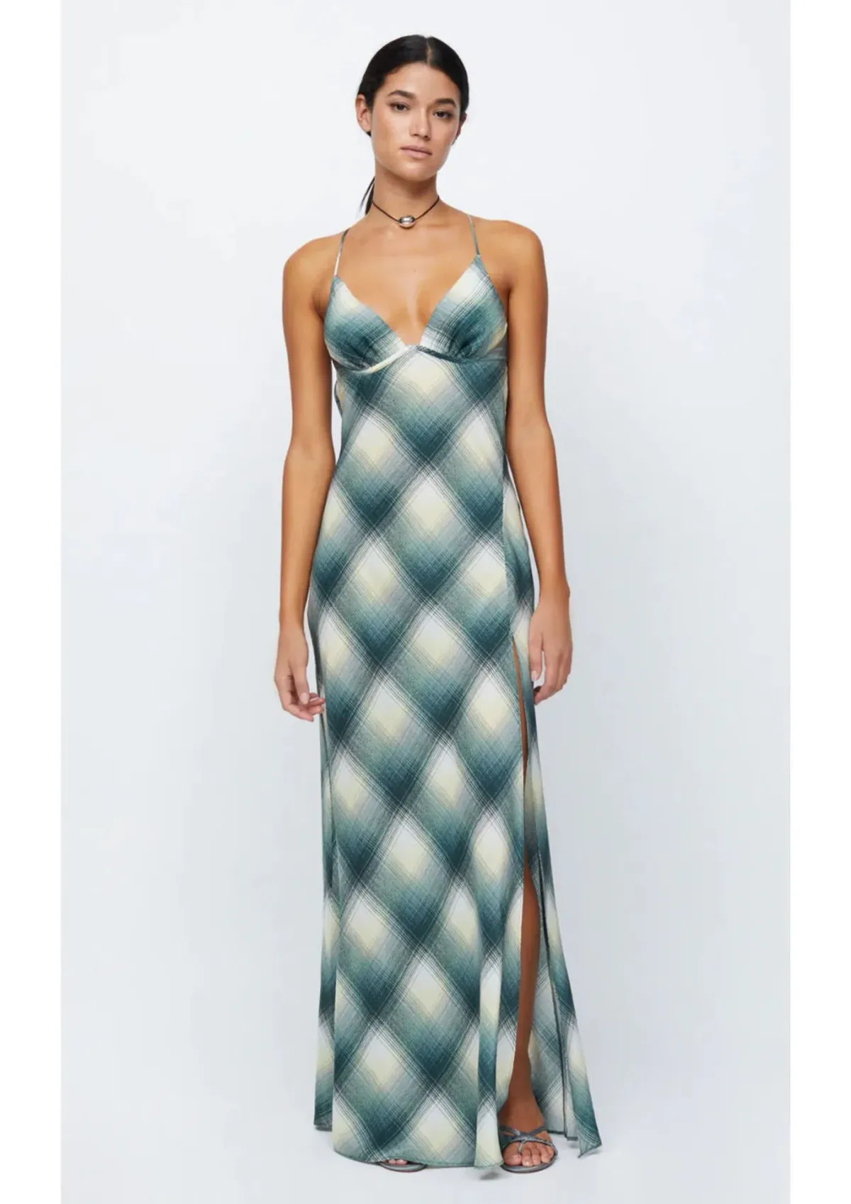 Bec & Bridge Edie Split Maxi Dress Teal Print Size 10 / M - Image 1