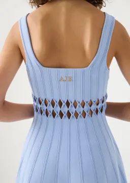 Aje Ney Diamond Cut Out Mini Dress Blue Size AU 8   for rent on The Volte - image 3