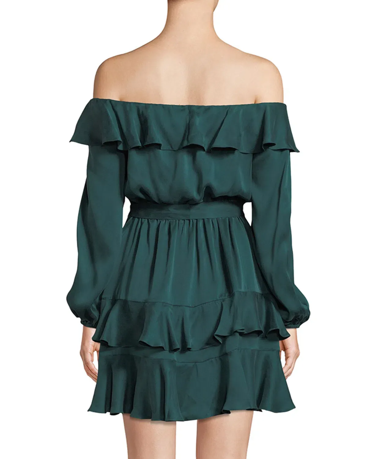 Zimmermann Flounce Off Shoulder Mini Dress Green Size 8 - Image 2