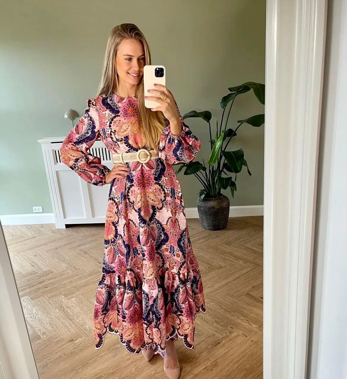 Zimmermann The Laurel Billow Emb Midi Dress in Navy Baroque Floral Size 2 /Au 12 - Image 2