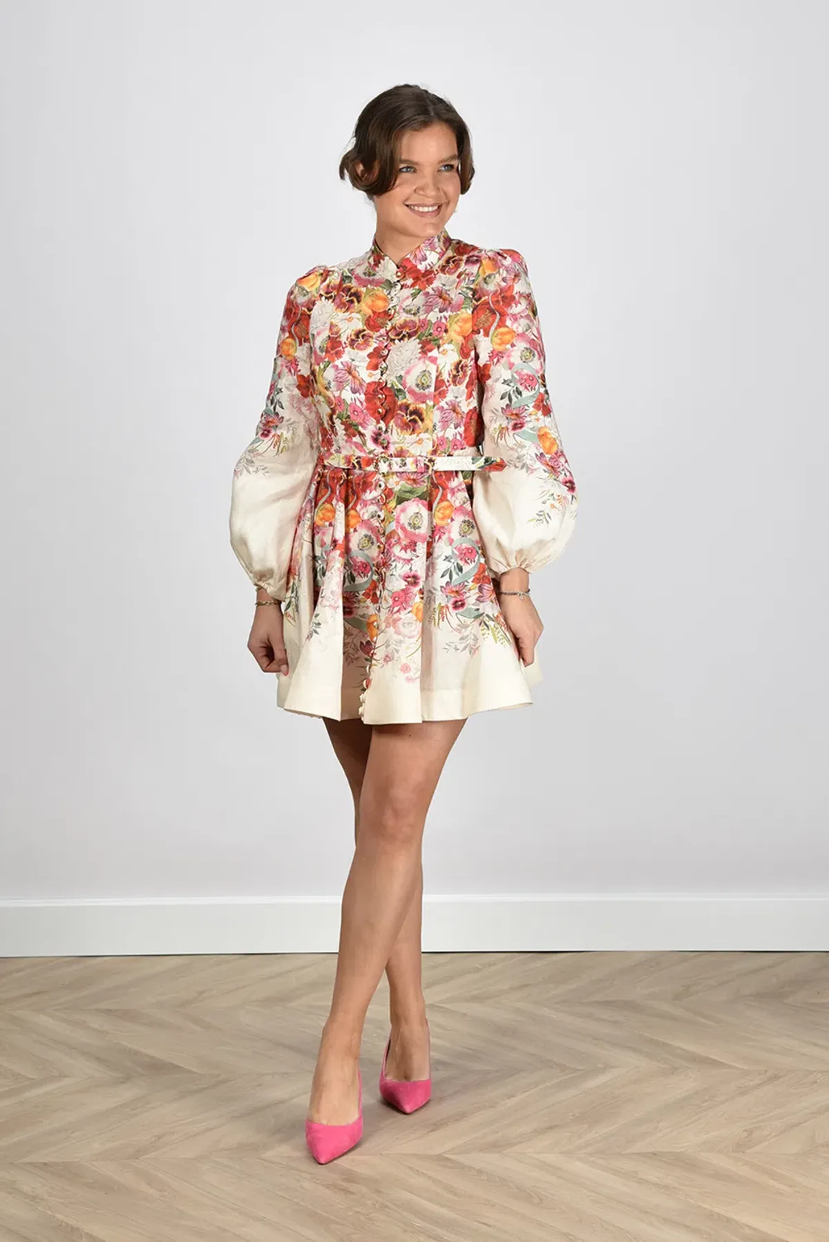 Zimmermann The Wonderland Buttoned Mini in Elka Poppy Ivory Size 1 /Au 10 - Image 1