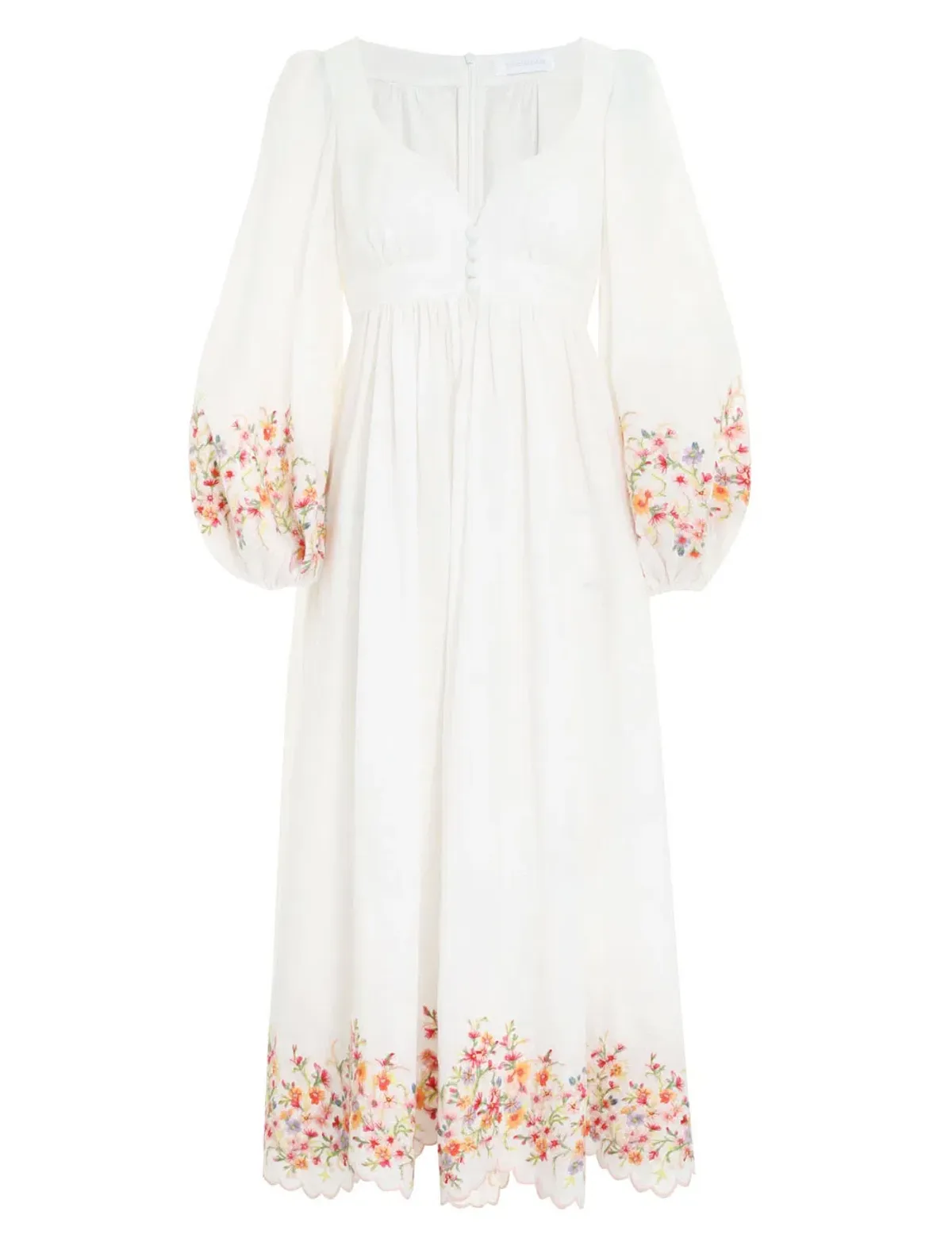 Zimmermann Mae Floral Midi Dress White Floral Size 1/AU 10 - Image 3
