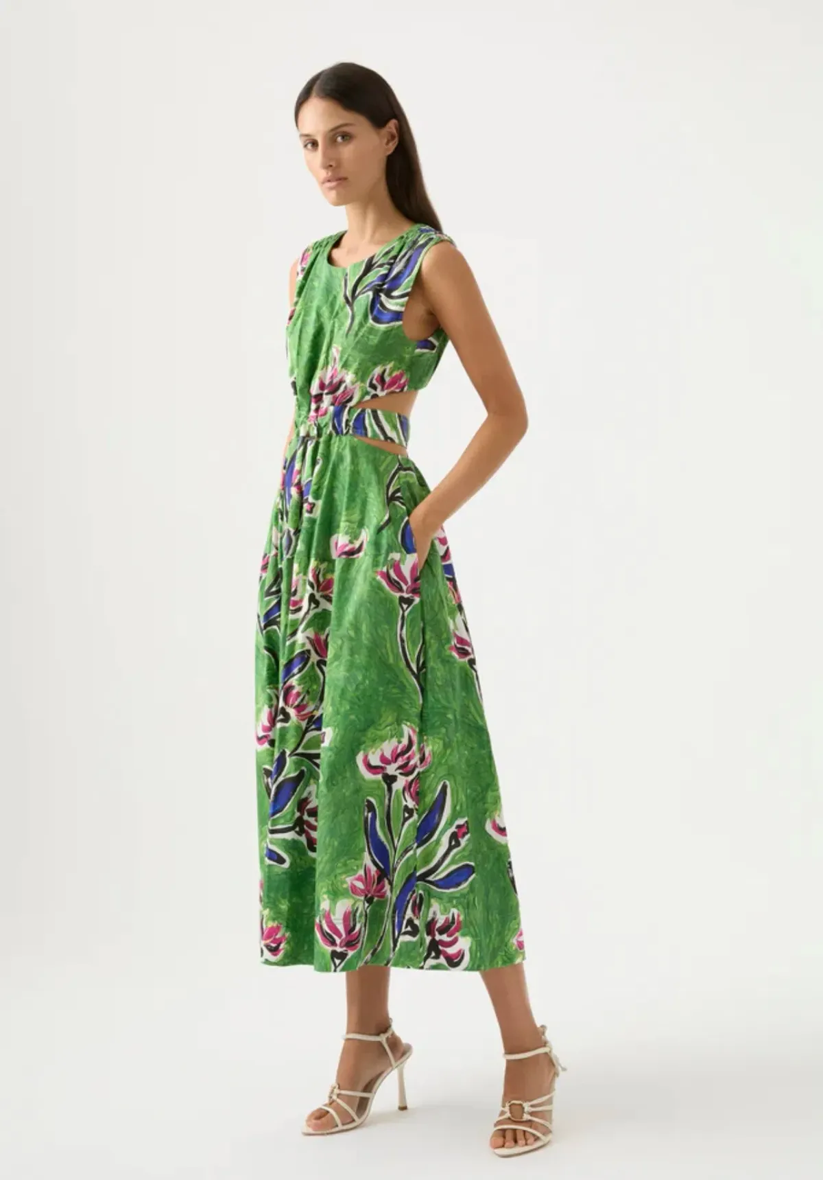 Aje Zorina Tie Midi Dress Native Gumnut Floral Size 8 - Image 2