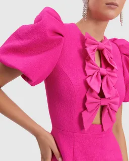 Rebecca Vallance Cecily Bow Mini Dress Hot Pink Size 10 for rent on The Volte - image 4
