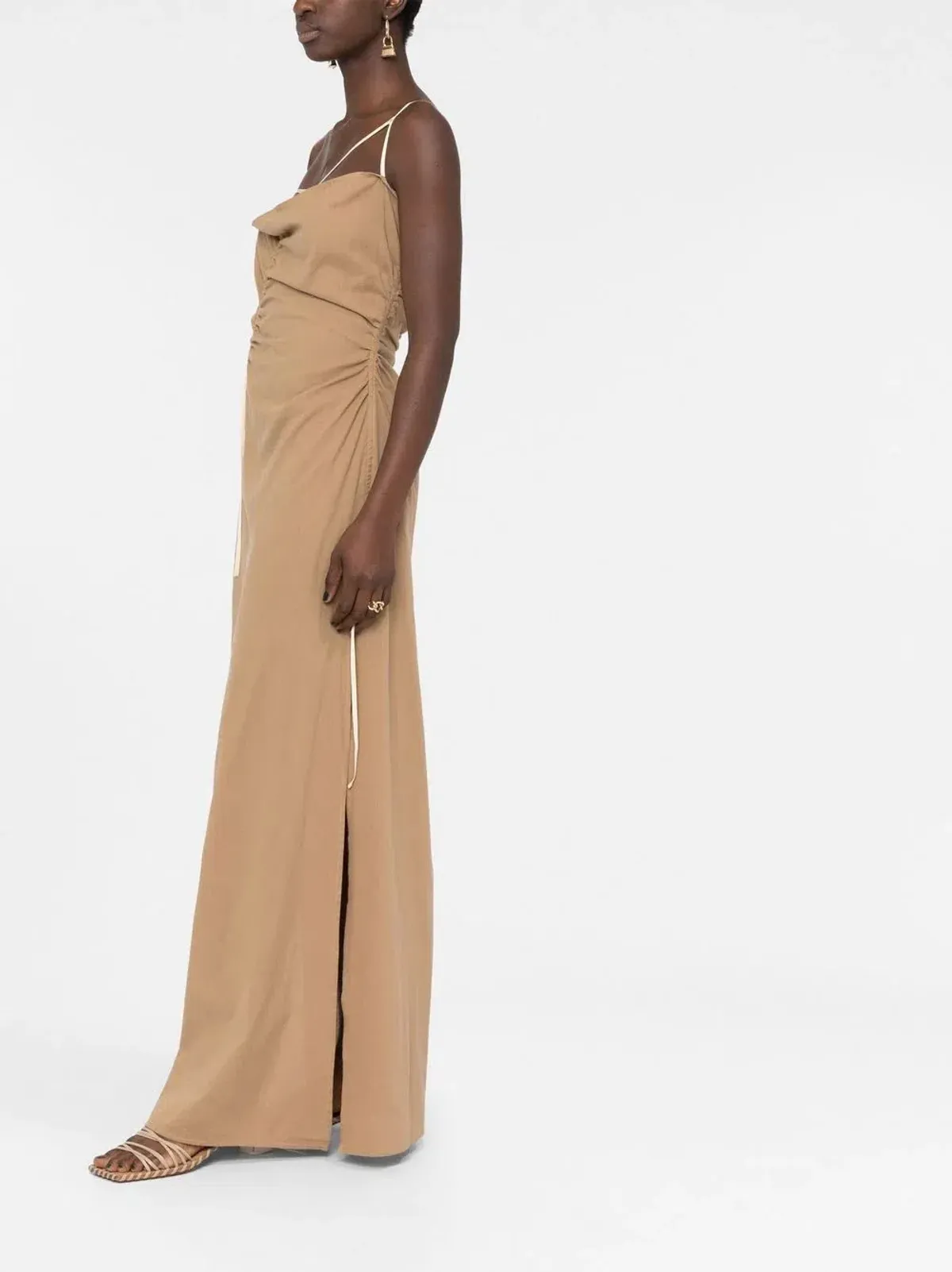 Jacquemus Ruched Maxi Dress Beige Size 8 - Image 2