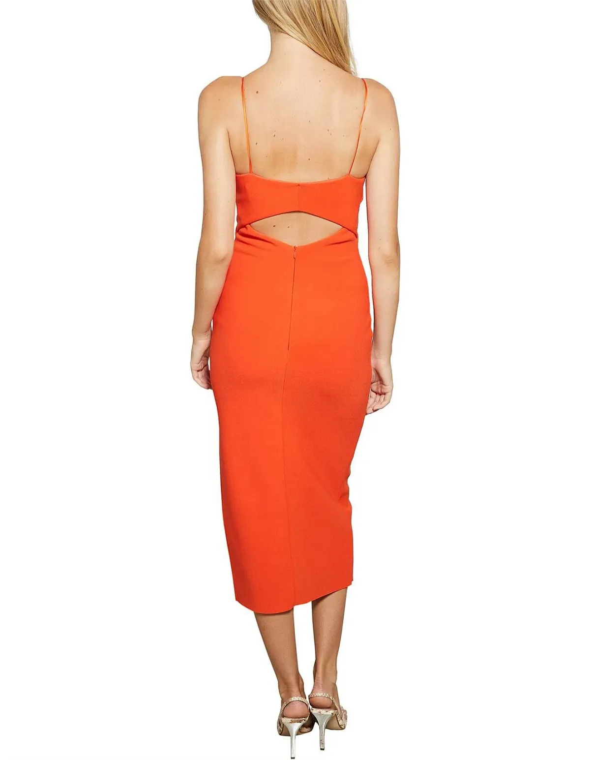 Bec & Bridge Ulla Cut Out Midi Dress Blood Orange Size AU 10 - Image 3