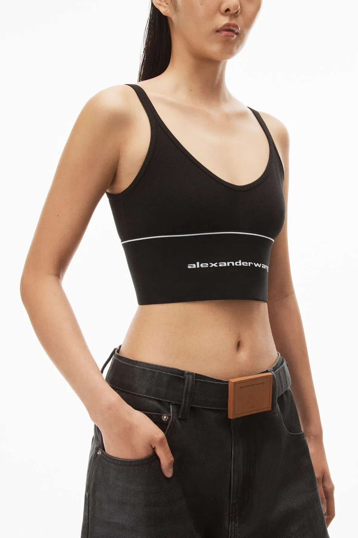 Alexander Wang Logo Elastic Bra in Black Size XS / AU 6 - Image 2