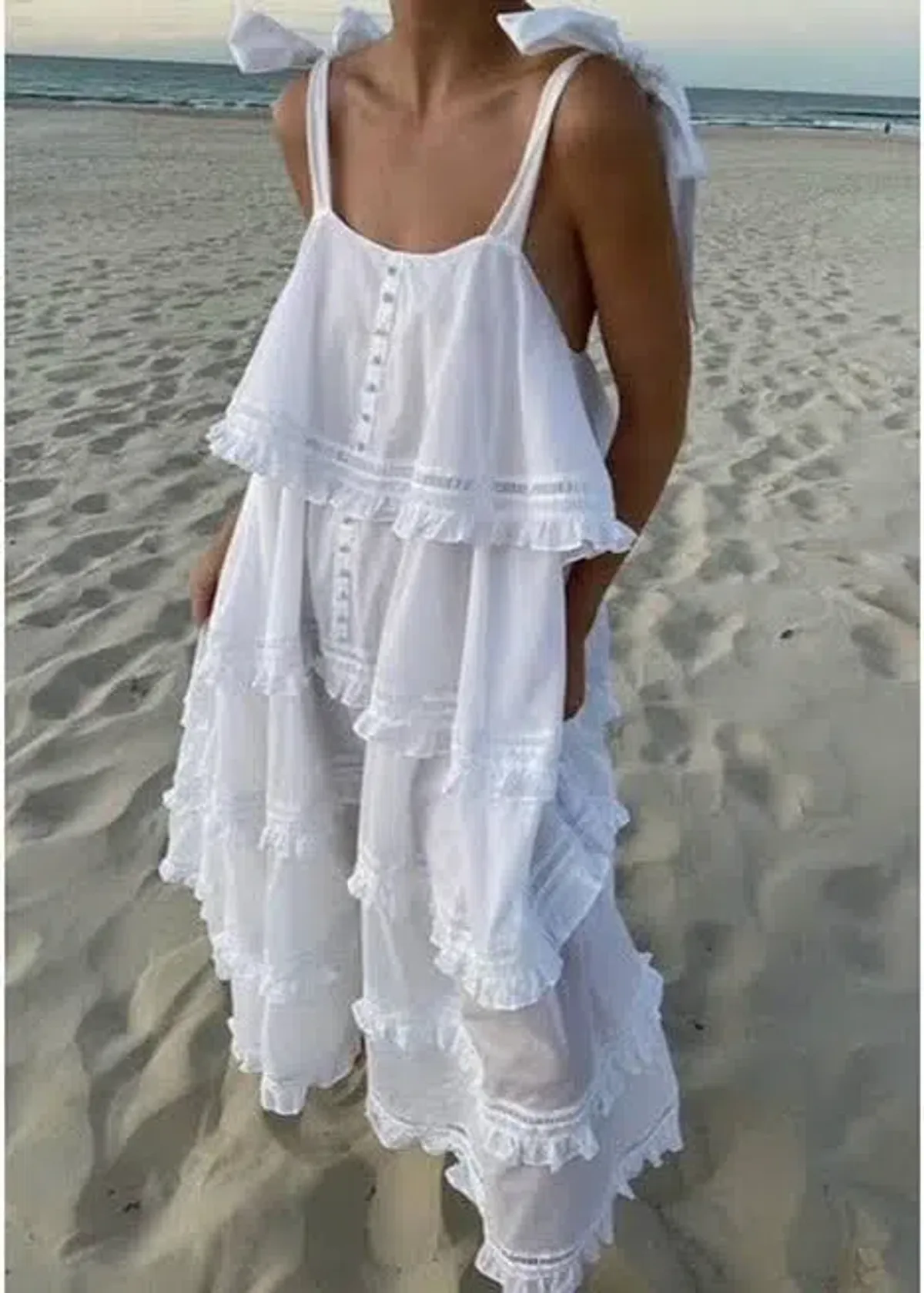 Joslin Studio Cosette Organic Cotton Midi Dress White Size AU 8 - Image 3