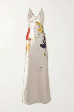 Jason Wu Open Back Floral Print Satin Gown White Size AU 10 for rent on The Volte - image 3