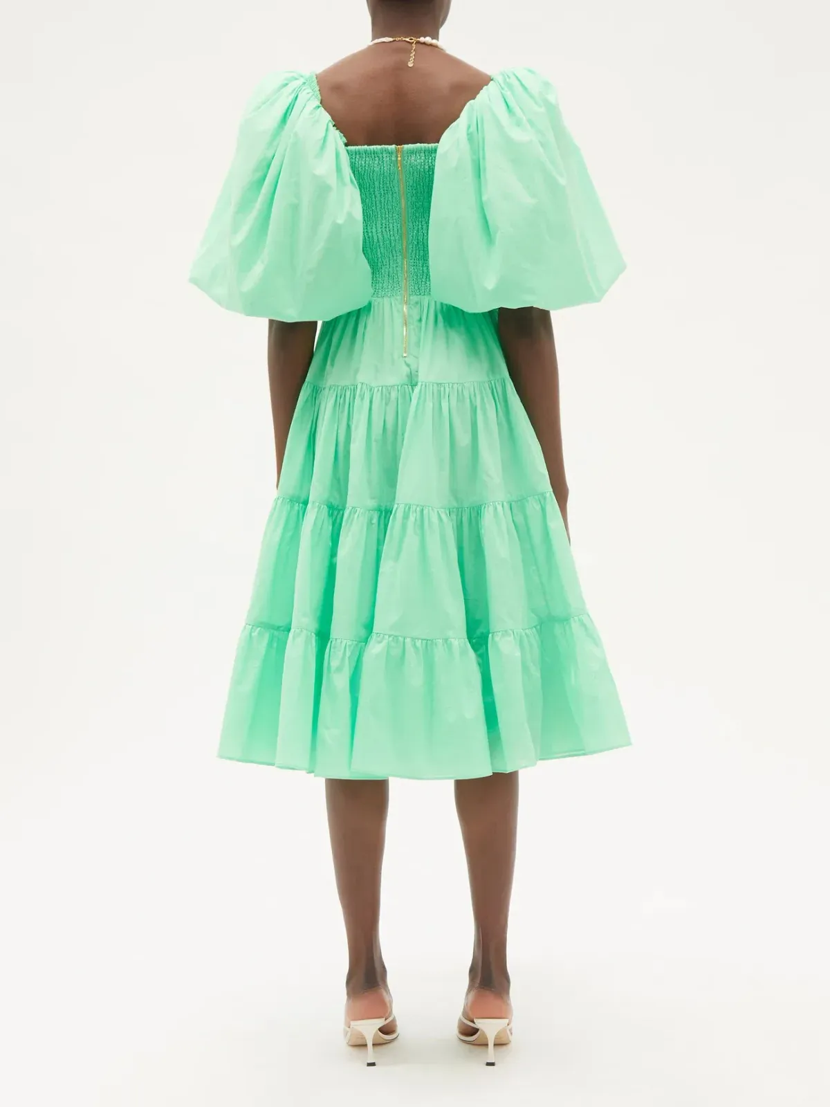 Aje Cherished puff-sleeve linen Dress Green Size AU 4  - Image 2