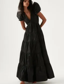 Aje Statuesque Tiered Gown Black Size 4 / XXS for rent on The Volte - image 1