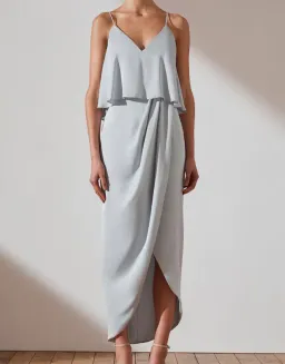 Shona Joy Luxe Draped Cocktail Frill Dress Cloud Size 10 for rent on The Volte - image 1