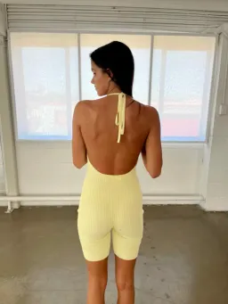 Sir the Label Kelvin Halter Jumpsuit in Lemon Size 0 / Au 6 for rent on The Volte - image 4