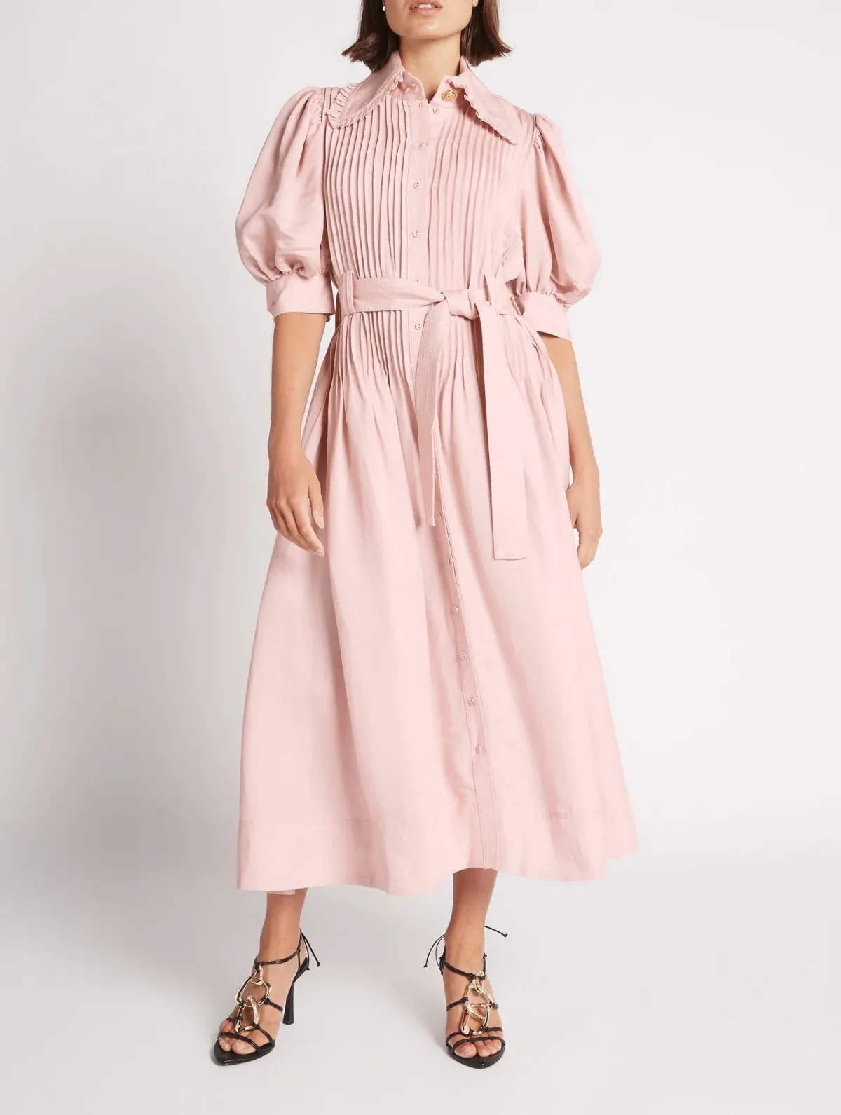 Aje Madeleine Belted Midi Dress Pink Size 16 - Image 1
