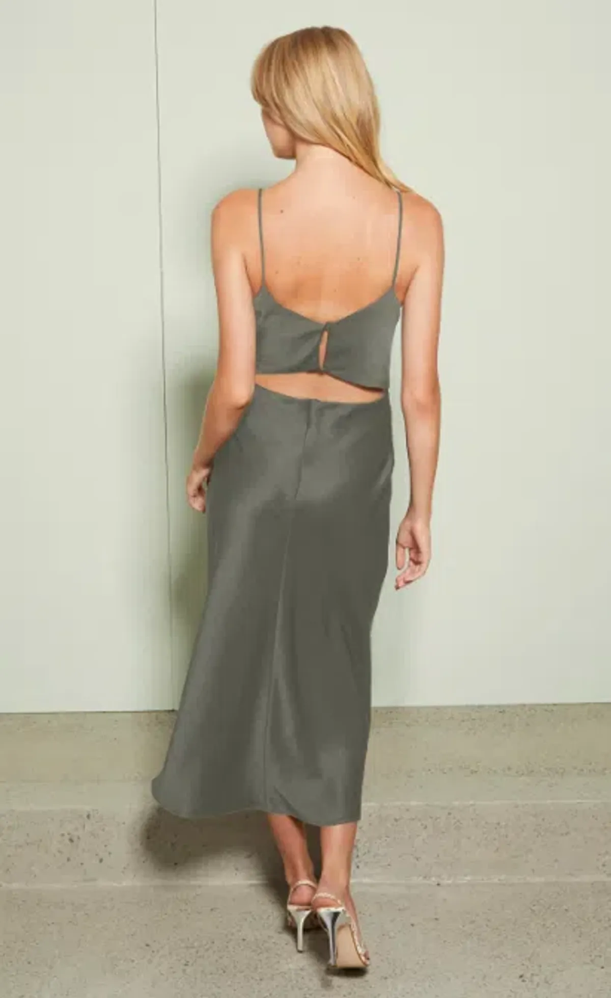 Bec & Bridge Mila Midi Dress Khaki Size 8 - Image 2