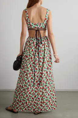 Agua by Agua Bendita Peonia Cutout Cotton Maxi Dress Floral Size 6 for rent on The Volte - image 2