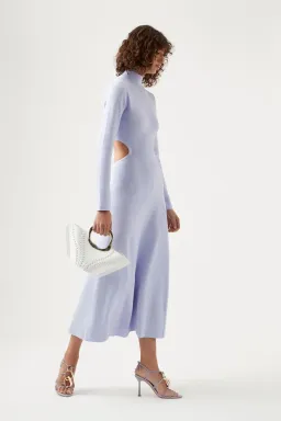 Aje Anika Cut Out Knit Midi Dress in Cool Lavender Size 10 / M for rent on The Volte - image 2