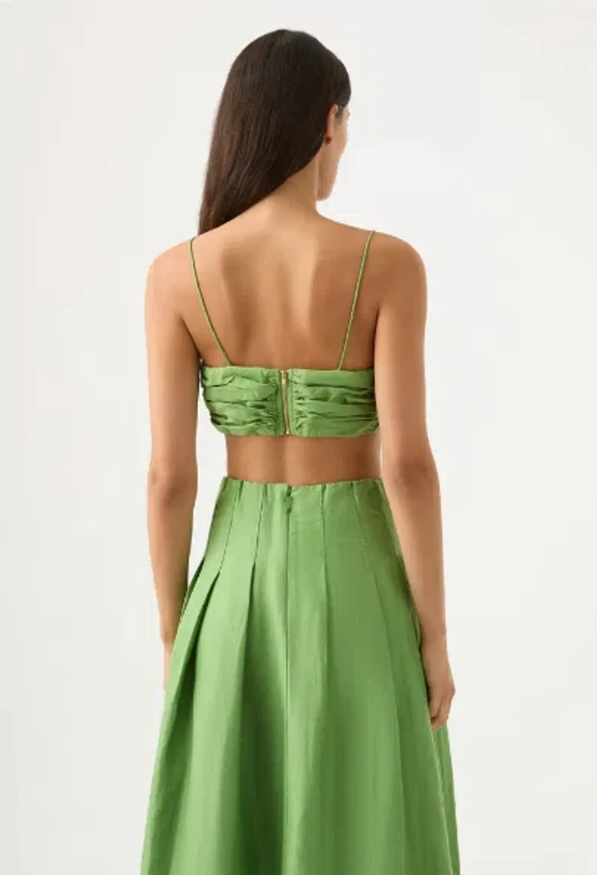 Aje Thea Draped Twist Crop Top & Paradiso Cinched Midi Skirt Set Green Size 12 / L - Image 3