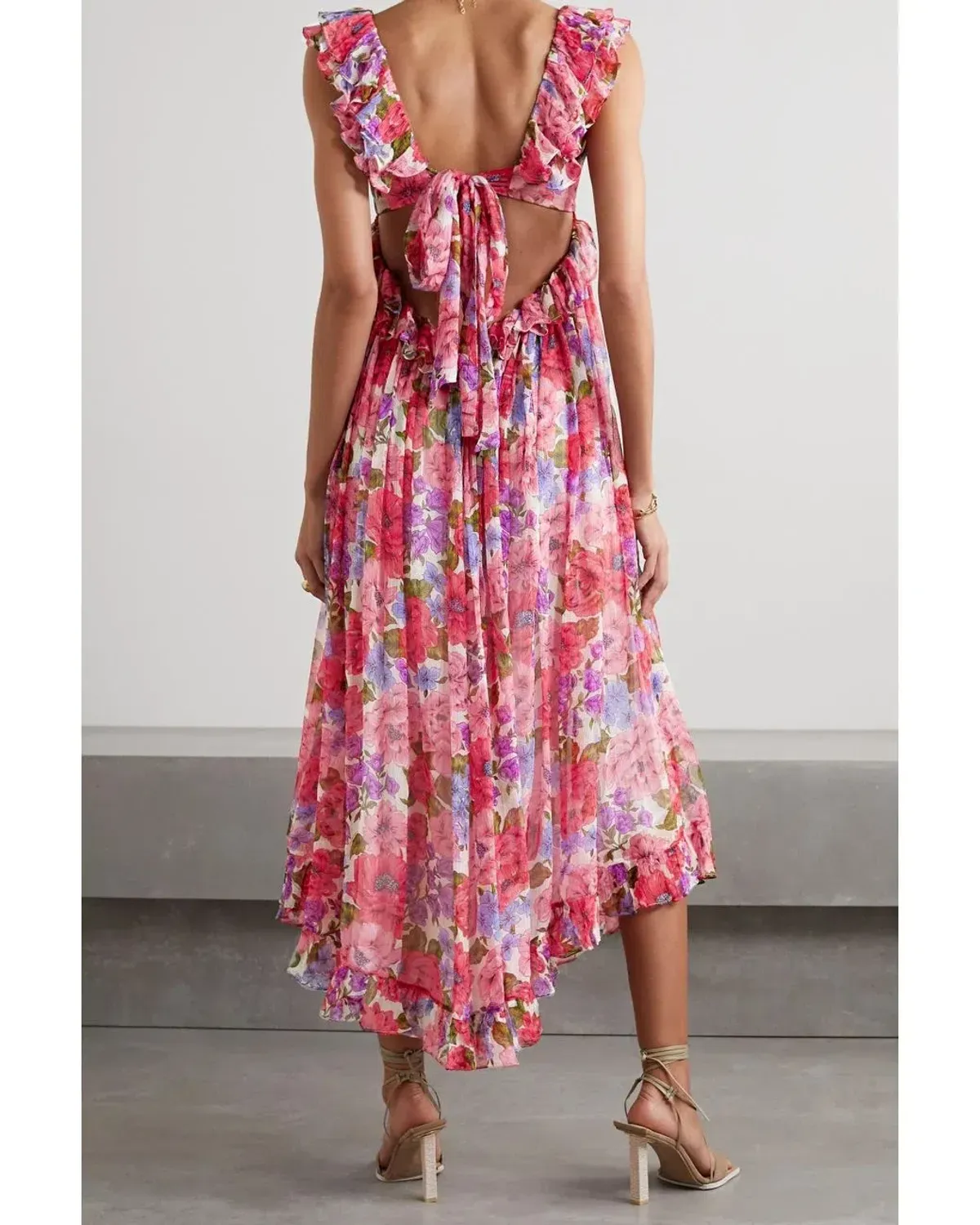 Zimmermann Poppy Frill Edge Midi Dress Pink Floral Size 0 / Au 8  - Image 3