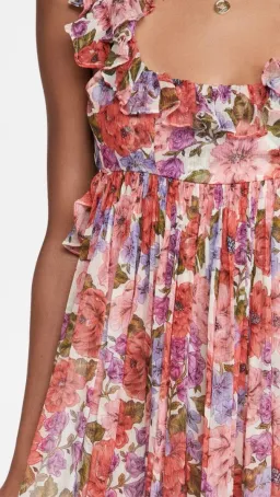 Zimmermann Poppy Frill Edge Midi Dress Pink Floral Size 0 / Au 8  for rent on The Volte - image 2