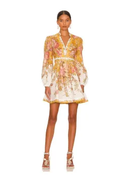 Zimmermann Pattie Plunge Mini Dress Floral Size 2 / Au 12 for rent on The Volte - image 1