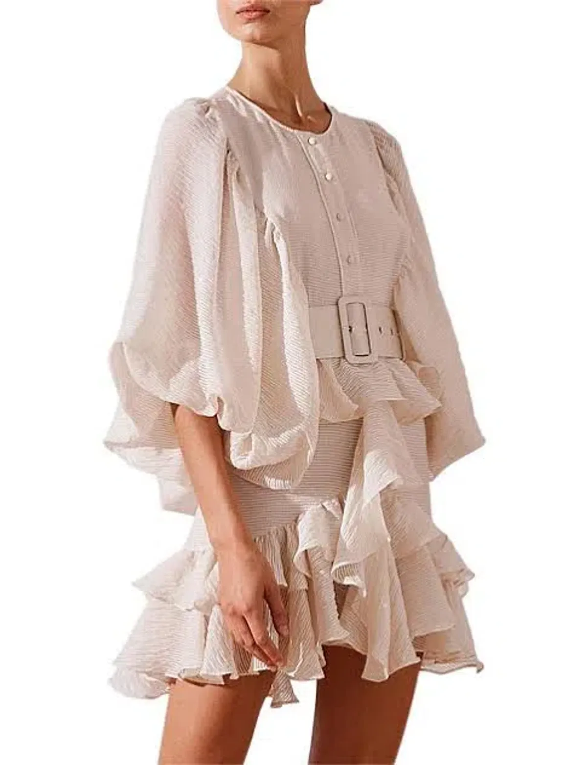 Shona Joy Charlotte Draped Mini Dress Desert Ecru Size 10 / M - Image 2