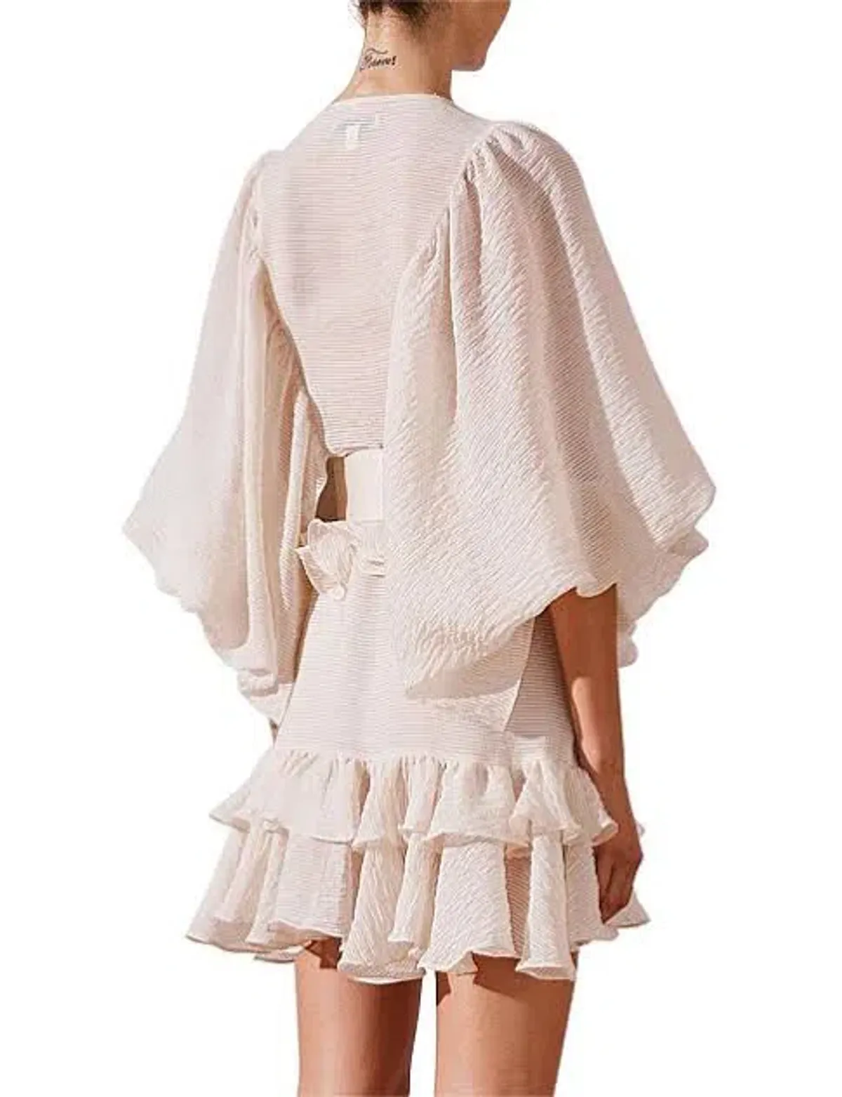 Shona Joy Charlotte Draped Mini Dress Desert Ecru Size 10 / M - Image 3