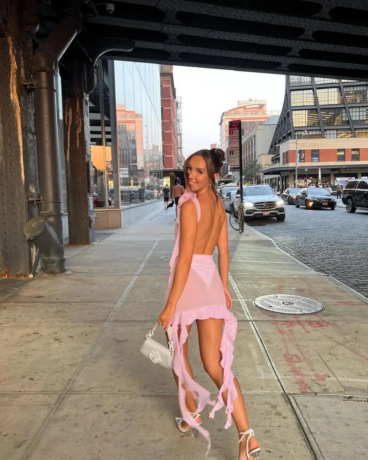 Fanci Club White Apple Cocktail Dress Pink Size XS/Au 6 - Image 3