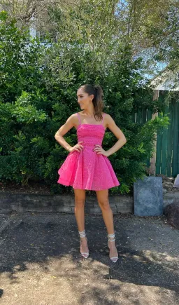 AJE Evangeline Cornelli Mini Dress Protea Pink Size 8 for rent on The Volte - image 2