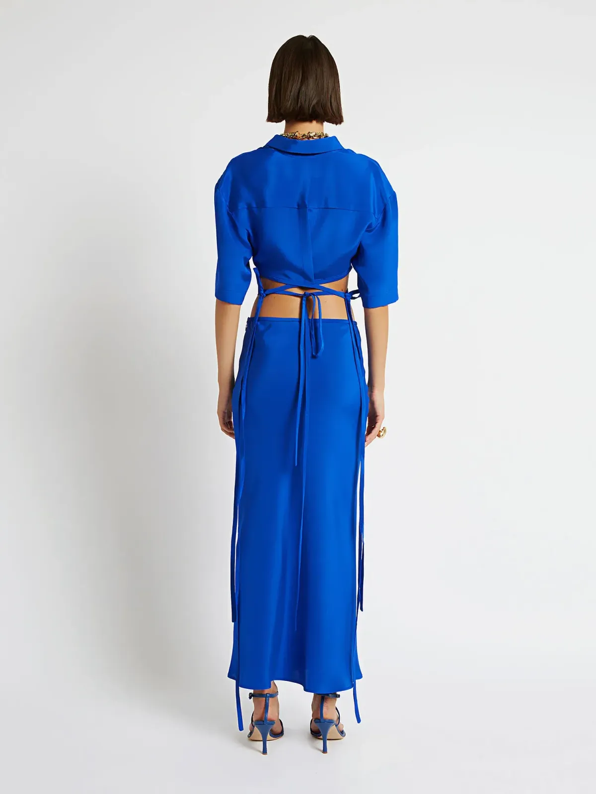 Christopher Esber Loophole Tie Skirt and Top Set Cobalt Size 6 - Image 2