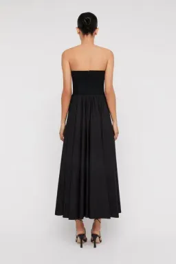 Scanlan Theodore Crepe Cotton Strapless Dress Black Size AU 8 for rent on The Volte - image 2