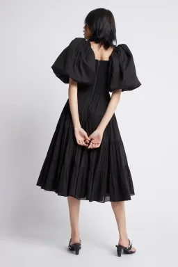 Aje Cherished Casa Puff Sleeve Midi Dress Black Tiered Size AU 8 for rent on The Volte - image 3