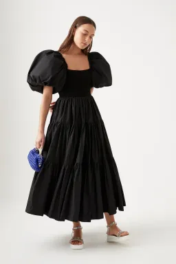 Aje Cherished Casa Puff Sleeve Midi Dress Black Tiered Size AU 8 for rent on The Volte - image 5