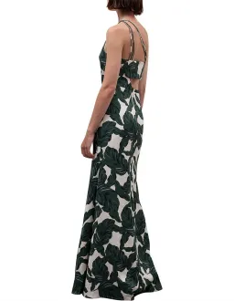 Rachel Gilbert Byron Maxi Dress Cutout Green Floral Linen Size 2 / AU 10 for rent on The Volte - image 5