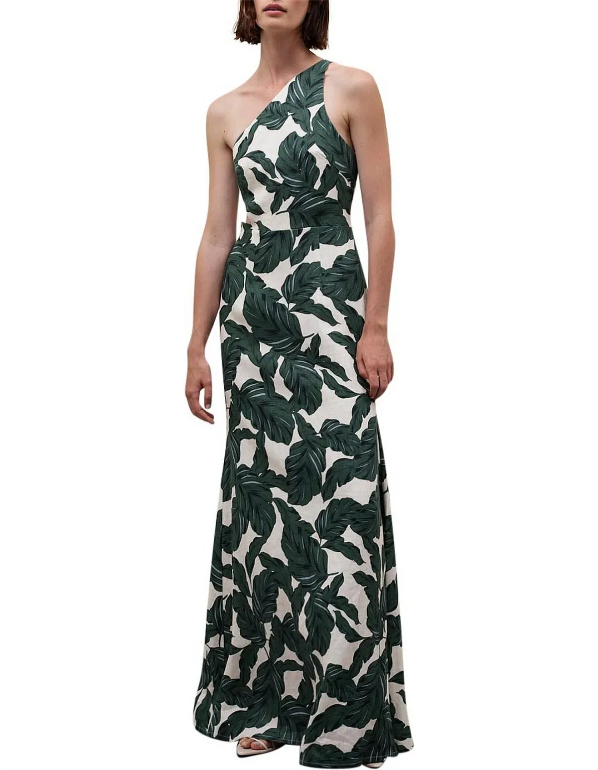 Rachel Gilbert Byron Maxi Dress Cutout Green Floral Linen Size 2 / AU 10 - Image 4