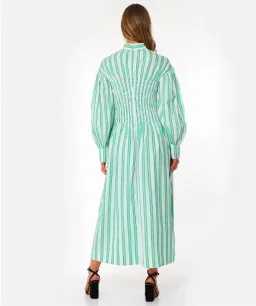 Ganni Stripe Midi Dress Green Size AU 8 for rent on The Volte - image 2