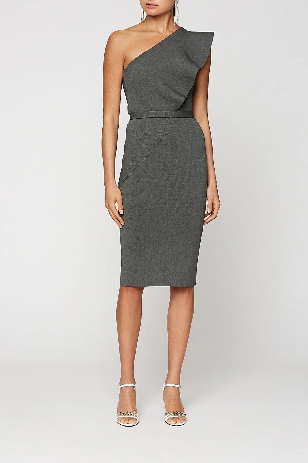 Scanlan And Theodore Ruffle Crepe Knit Dress Green Size AU 8 - Image 1