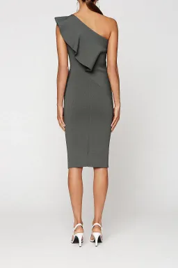 Scanlan And Theodore Ruffle Crepe Knit Dress Green Size AU 8 for rent on The Volte - image 3