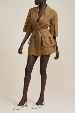 Acler Pickets Utility Mini Dress Hunter Green Size 8 for rent on The Volte - image 1