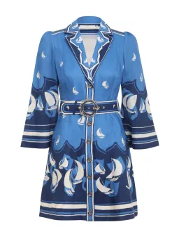 Zimmermann High Tide Mini Shirt Dress Blue Sailboats Size 1 / AU 10  for rent on The Volte - image 4