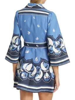 Zimmermann High Tide Mini Shirt Dress Blue Sailboats Size 1 / AU 10  for rent on The Volte - image 3