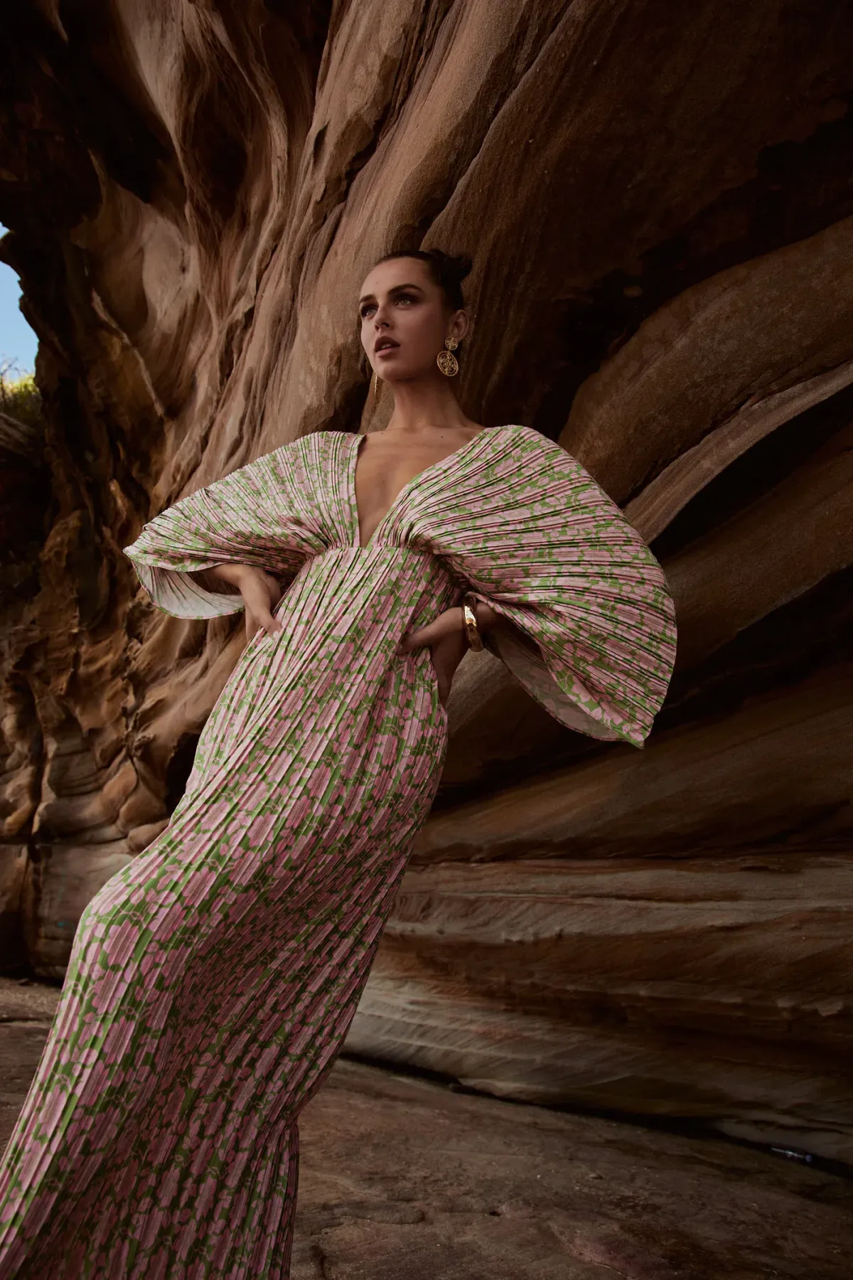 Gianna Forever Dress Olive & Pink Floral Size AU 6 - Image 3