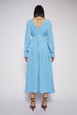 Scanlan Theodore Gingham V Neck Dress Aqua Blue Size AU 6  for rent on The Volte - image 3