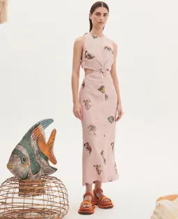 Alemais Vacay Twist Front Dress Pink Size AU 6 for rent on The Volte - image 1