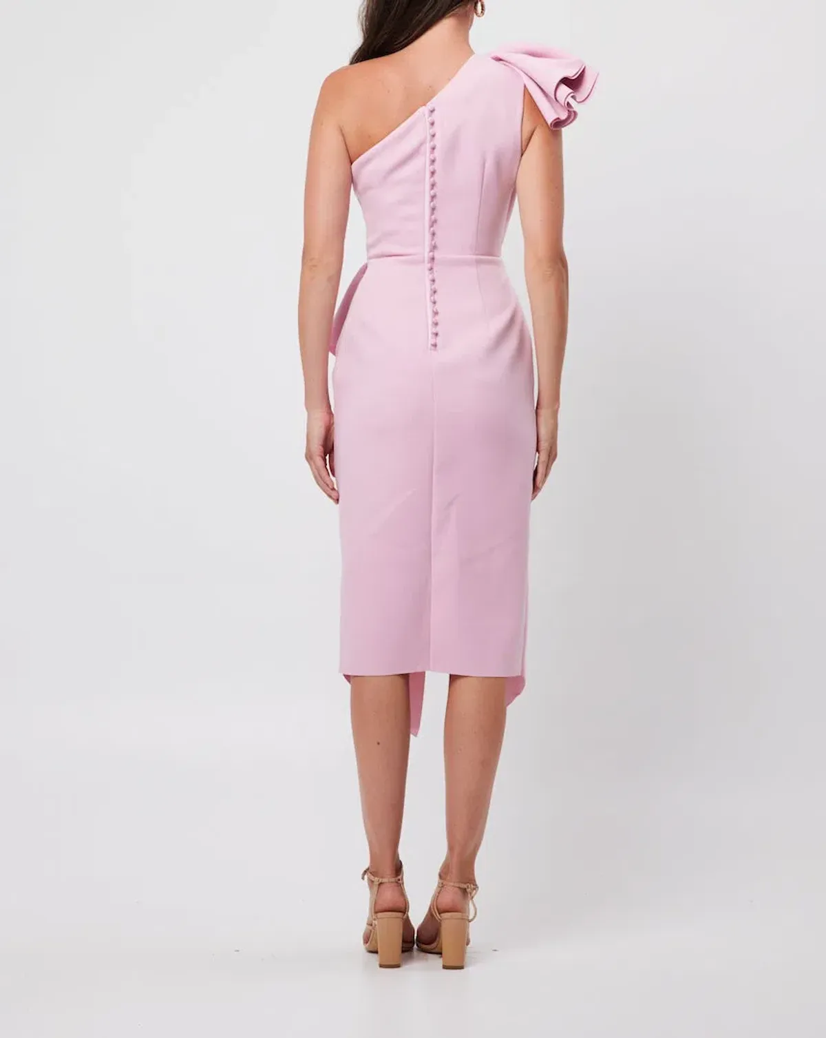 Elliatt Amara Ruffled Midi Dress Pink Size 10 - Image 3